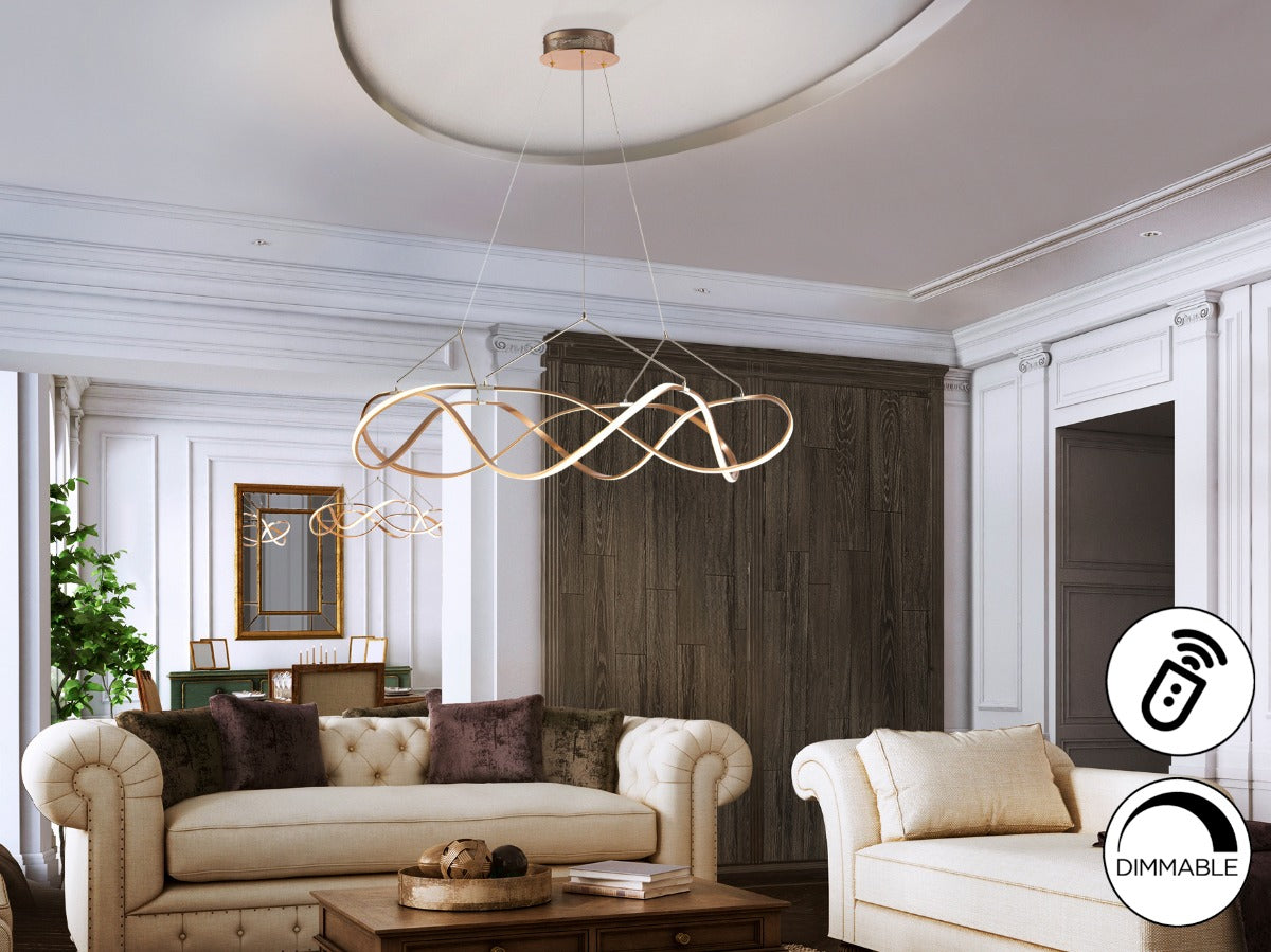 Schuller Molly Large Pendant Light in Rose Gold with Opal Diffuser with Remote