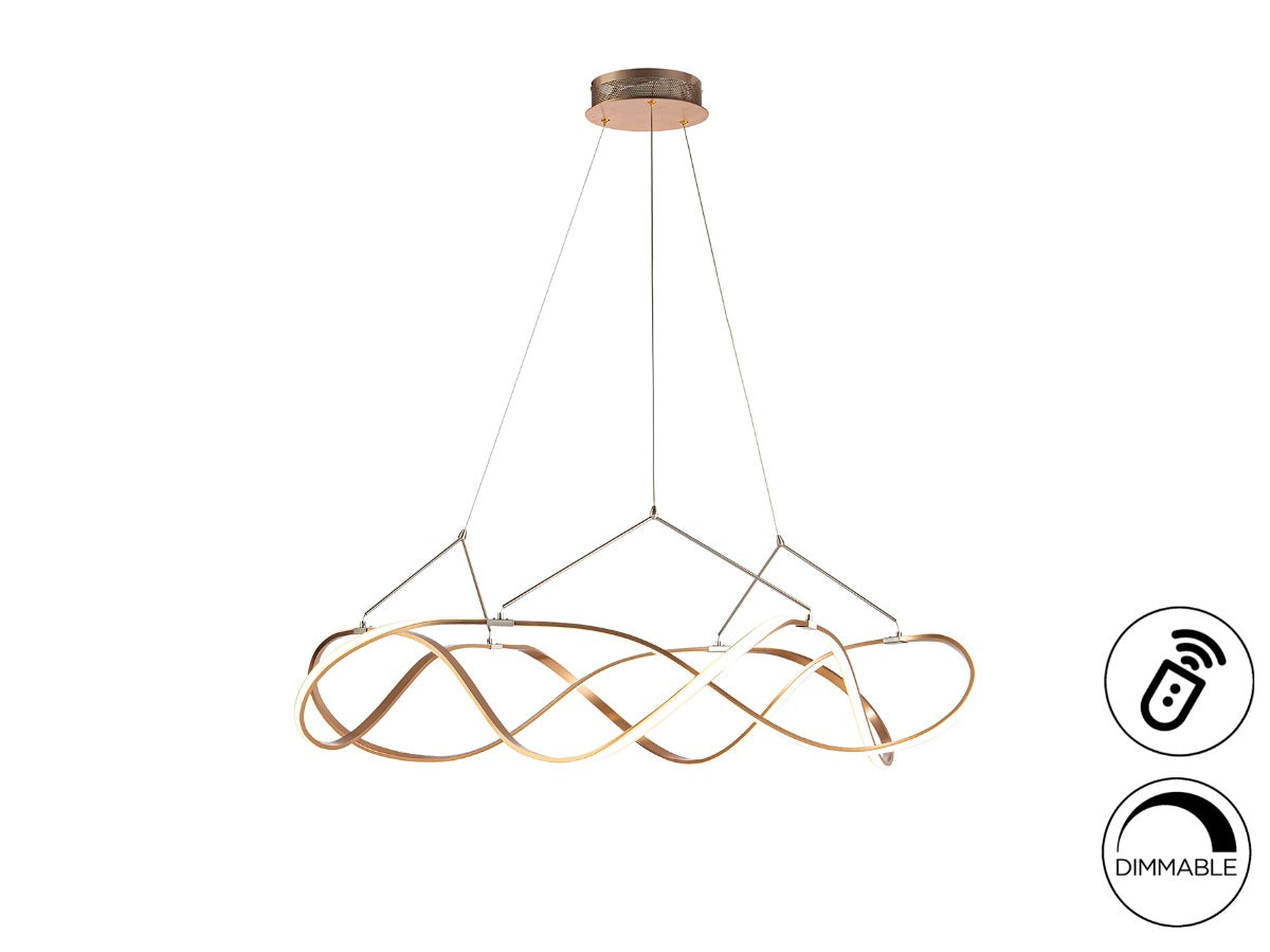 Schuller Molly Large Pendant Light in Rose Gold with Opal Diffuser with Remote