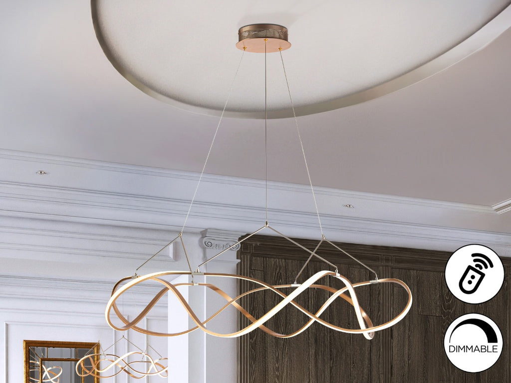 Schuller Molly Large Pendant Light in Rose Gold with Opal Diffuser with Remote