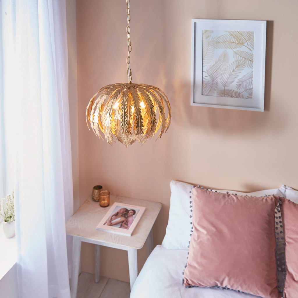 Endon Delphine 3 Light Pendant Light in Gold Leaf