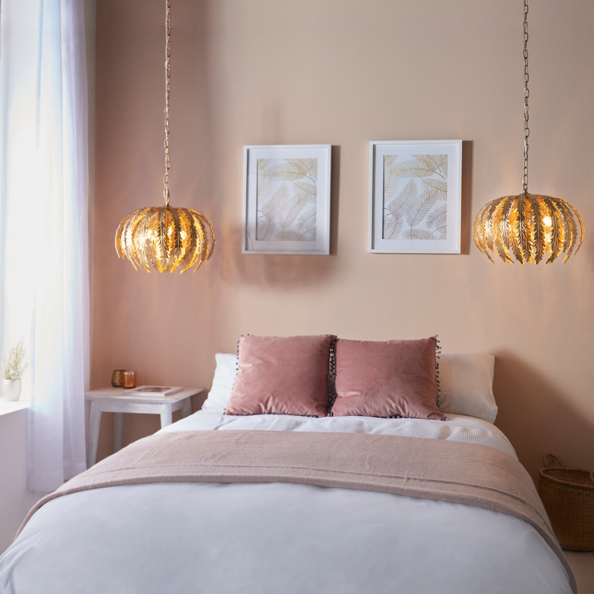 Endon Delphine 3 Light Pendant Light in Gold Leaf