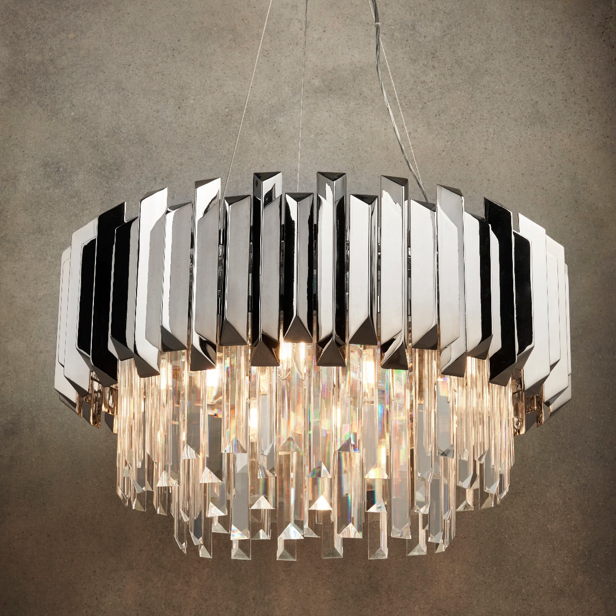 Endon Valetta 6 Light Pendant Light in Polished Nickel