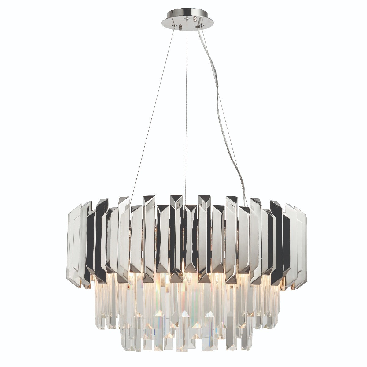 Endon Valetta 6 Light Pendant Light in Polished Nickel