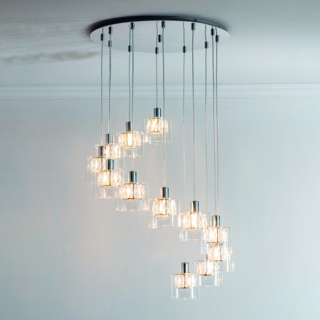 Endon Verina 12 Light  Pendant Light in Chrome with Clear Crystal