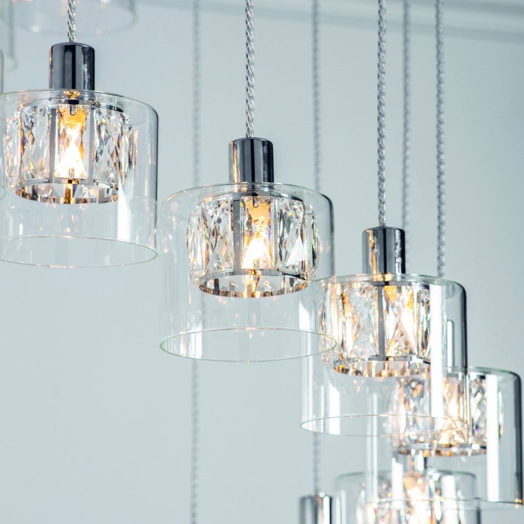 Endon Verina 12 Light  Pendant Light in Chrome with Clear Crystal