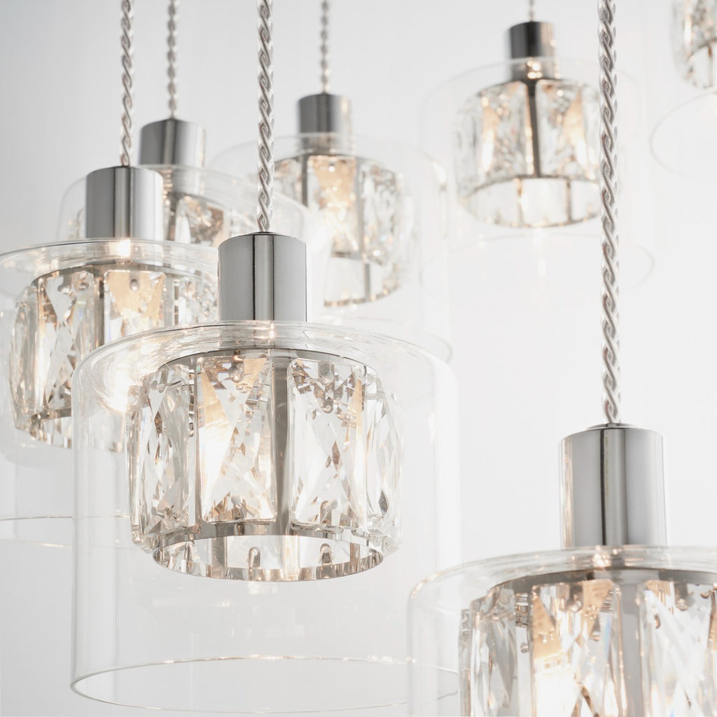 Endon Verina 12 Light  Pendant Light in Chrome with Clear Crystal
