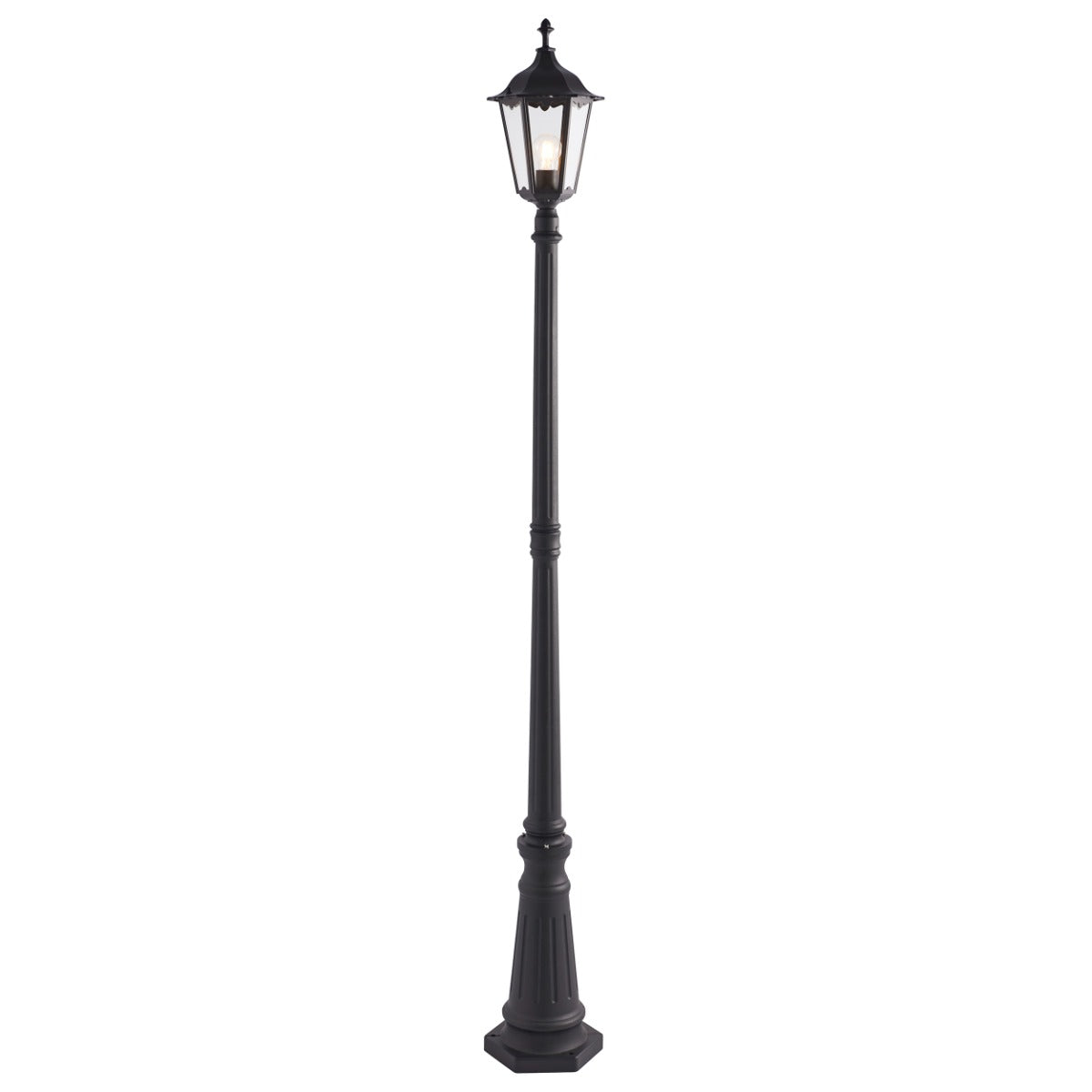 Endon Burford 1 Light Outdoor Lamp Post in Matt Black with Clear Glass