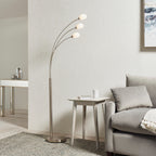 Endon Jaspa 3 Light Floor Lamp in Satin Nickel with White Glass