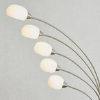 Endon Jaspa 5 Light Floor Lamp in Satin Nickel with White Glass