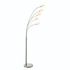 Endon Jaspa 5 Light Floor Lamp in Satin Nickel with White Glass