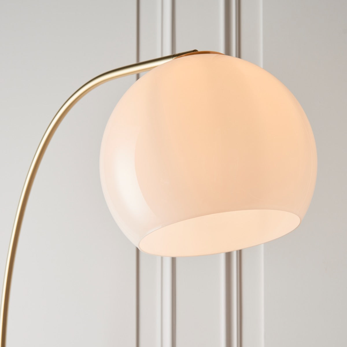Endon Otto 1 Light Floor Lamp in Satin Brass with White/Grey Marble and Opal Glass
