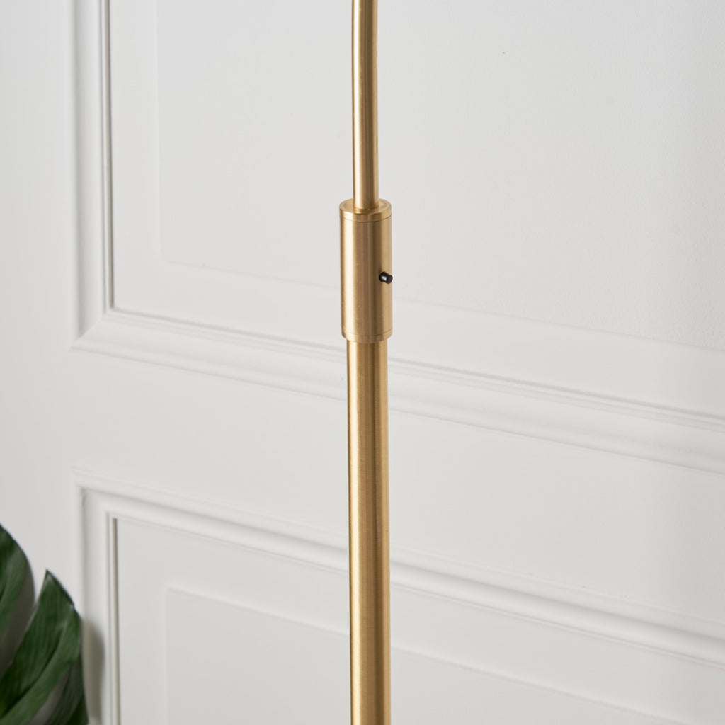 Endon Otto 1 Light Floor Lamp in Satin Brass with White/Grey Marble and Opal Glass