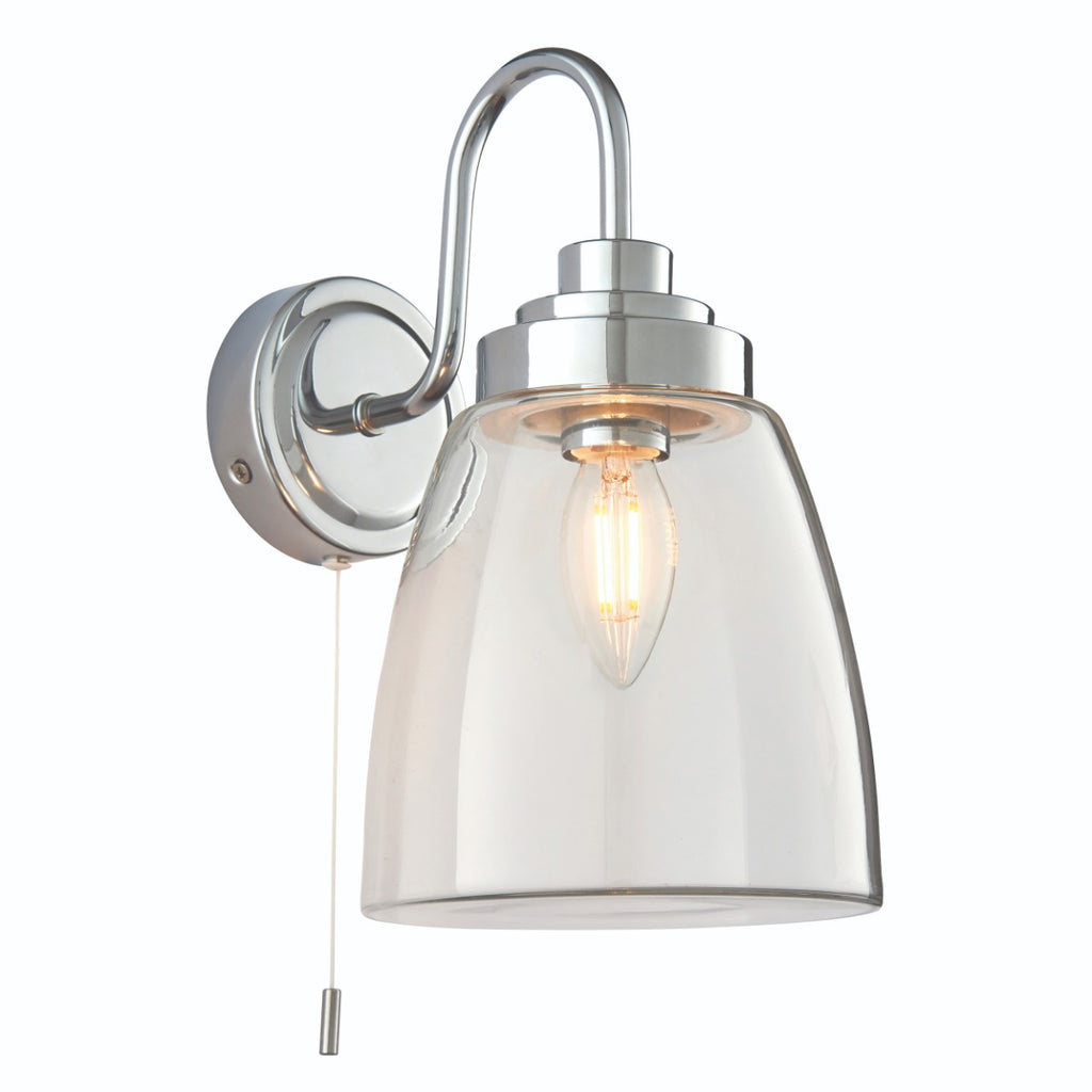 Endon Ashbury 1 Light Bathroom Wall Light in Chrome with Clear Glass