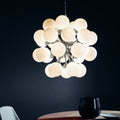 Endon Oscar 28 Light Pendant Light in Satin Nickel with Gloss White Glass