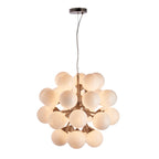 Endon Oscar 28 Light Pendant Light in Satin Nickel with Gloss White Glass