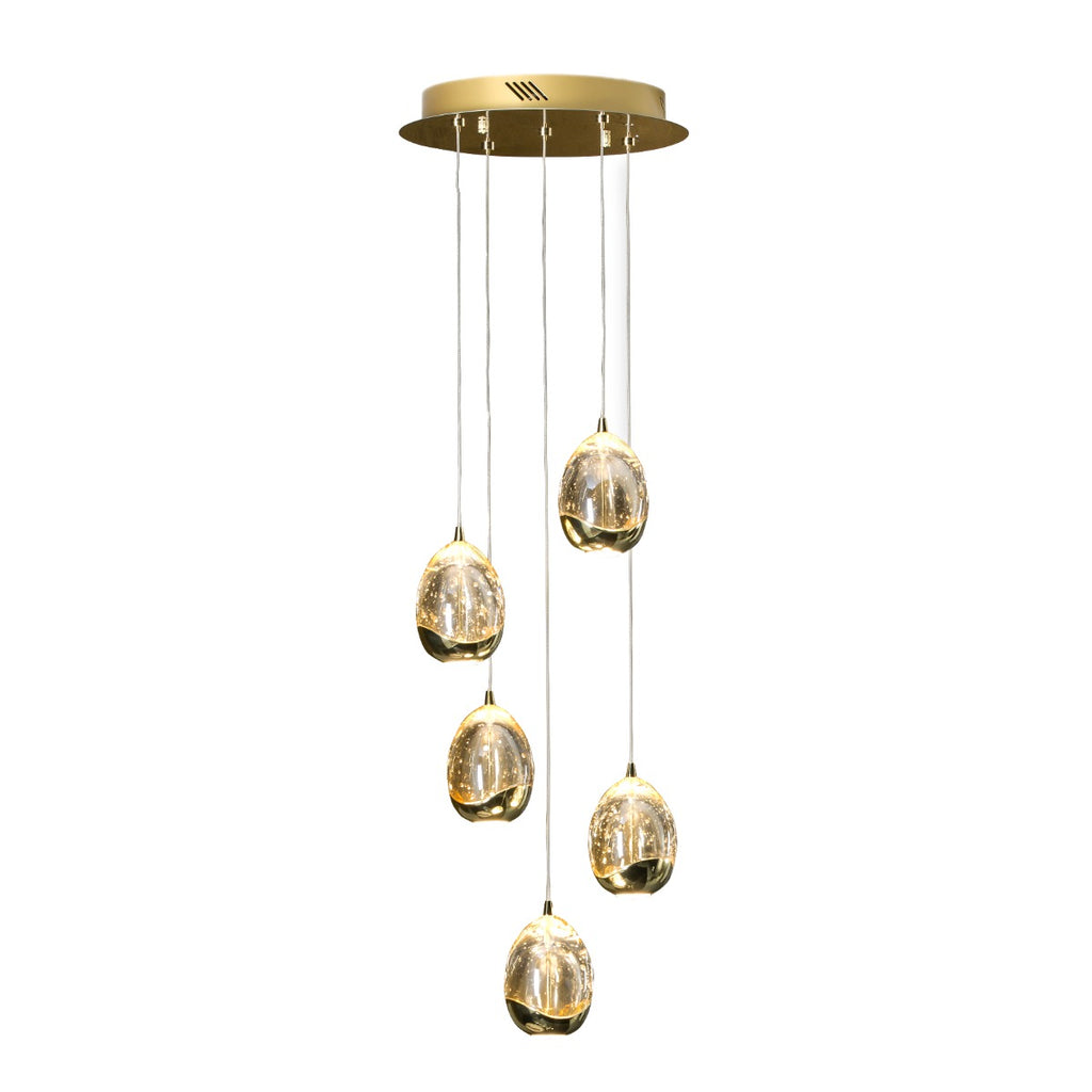 Schuller Rocio 5 Light Pendant Light in Gold with Remote