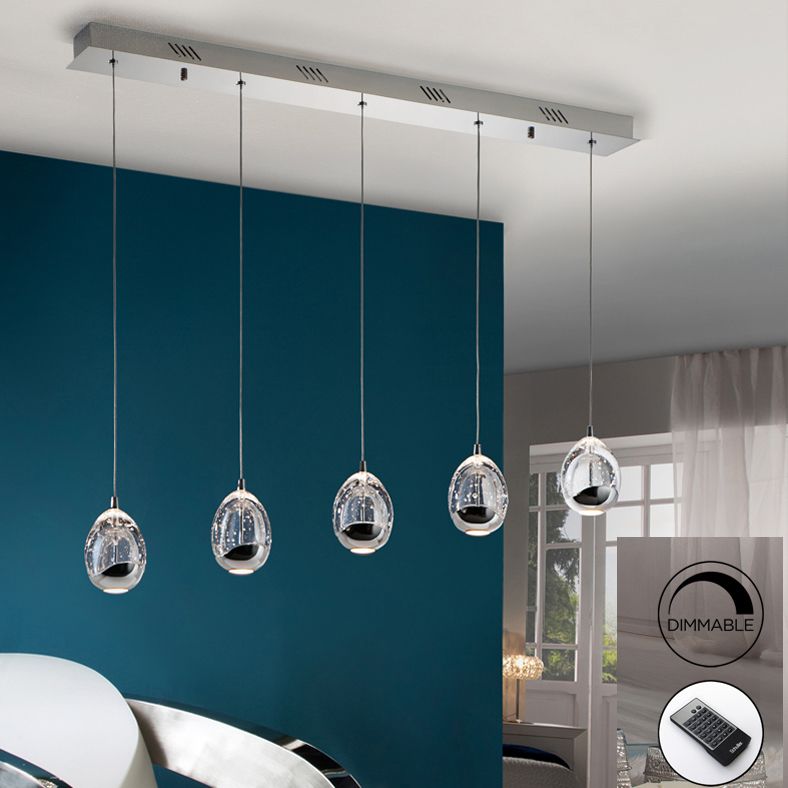Schuller Rocio 5 Light Bar Pendant Light in Chrome with Remote Control