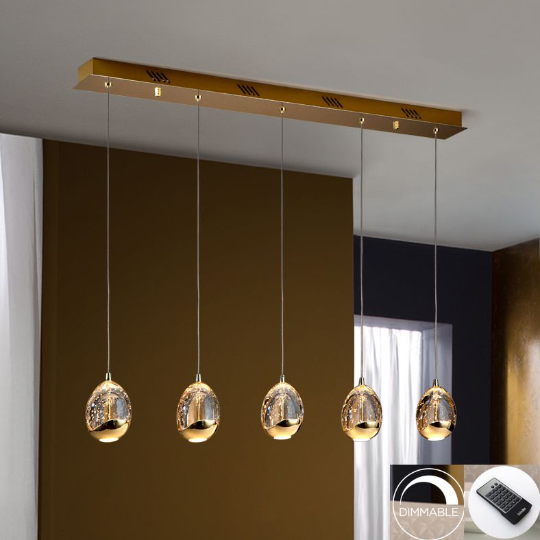 Schuller Rocio 5 Light Bar Pendant Light in Gold with Remote