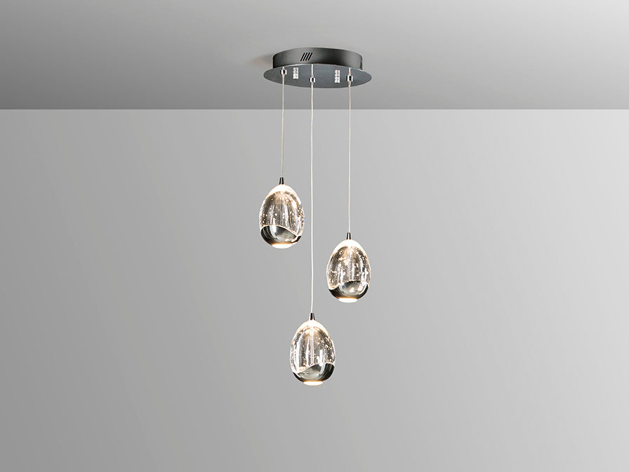 Schuller Rocio 3 Light Pendant Light in Chrome