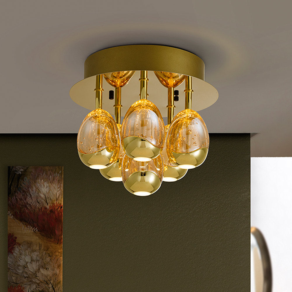 Schuller Rocio 6 Light Flush Ceiling Fitting in Gold