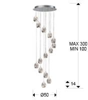 Schuller Rocio 14 Light Pendant Light in Chrome with Bluetooth Control
