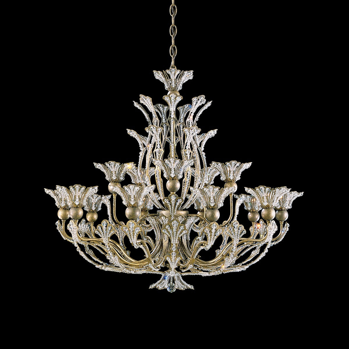 Schonbek Rivendell 16 Light Swarovski Radiance Crystal Chandelier in Etruscan Gold