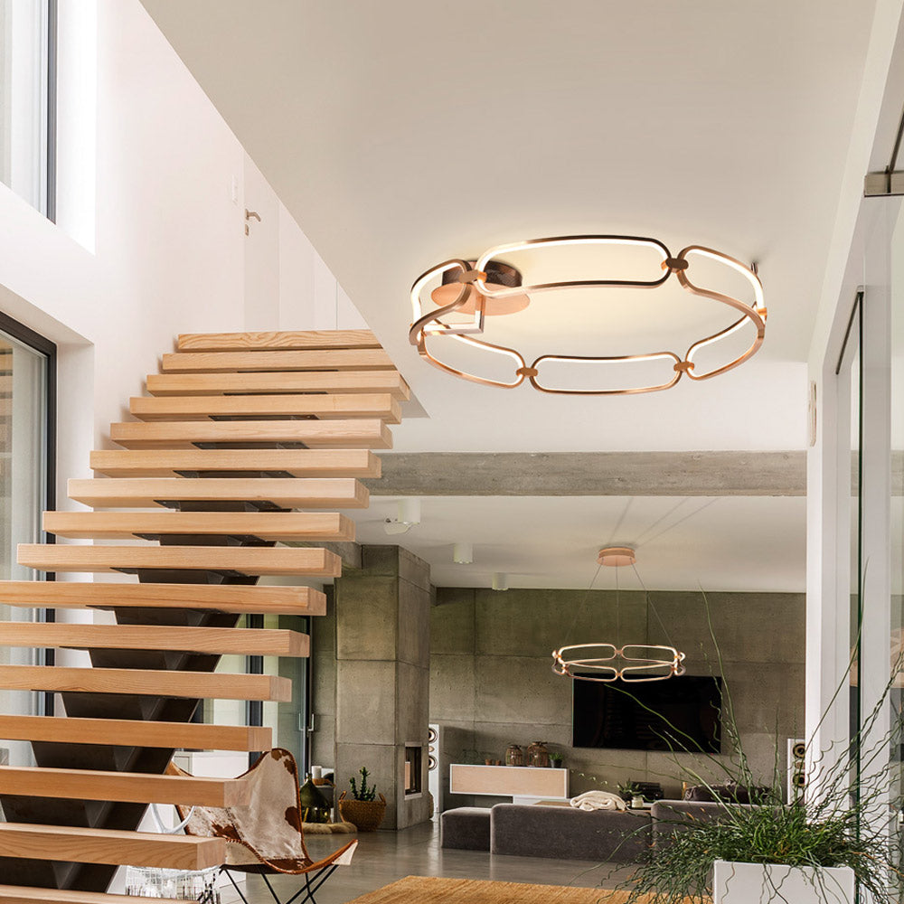 Schuller Colette Large Flush Ceiling Light in Rose Gold