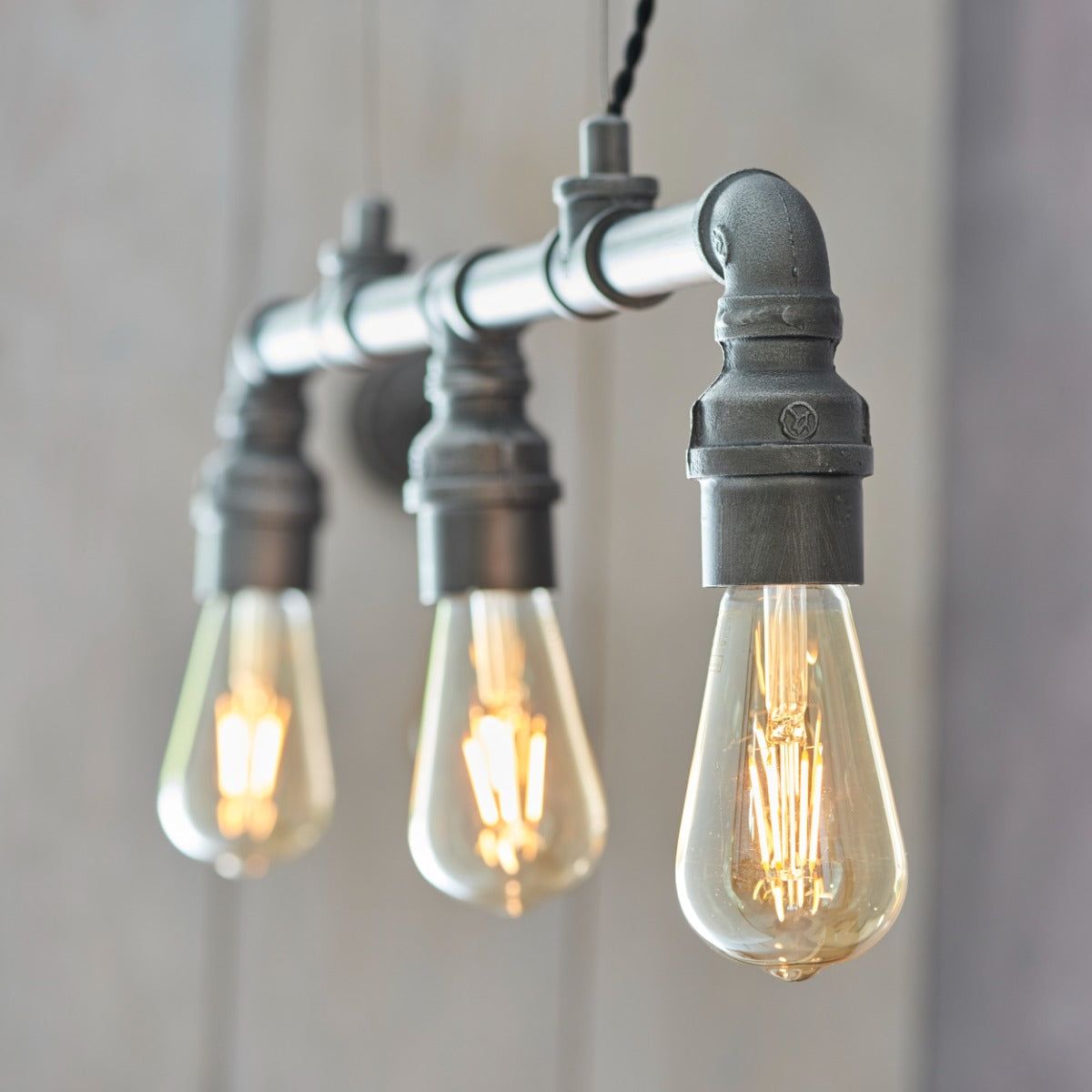 Endon Pipe 3 Light Pendant Light in Aged Pewter Paint