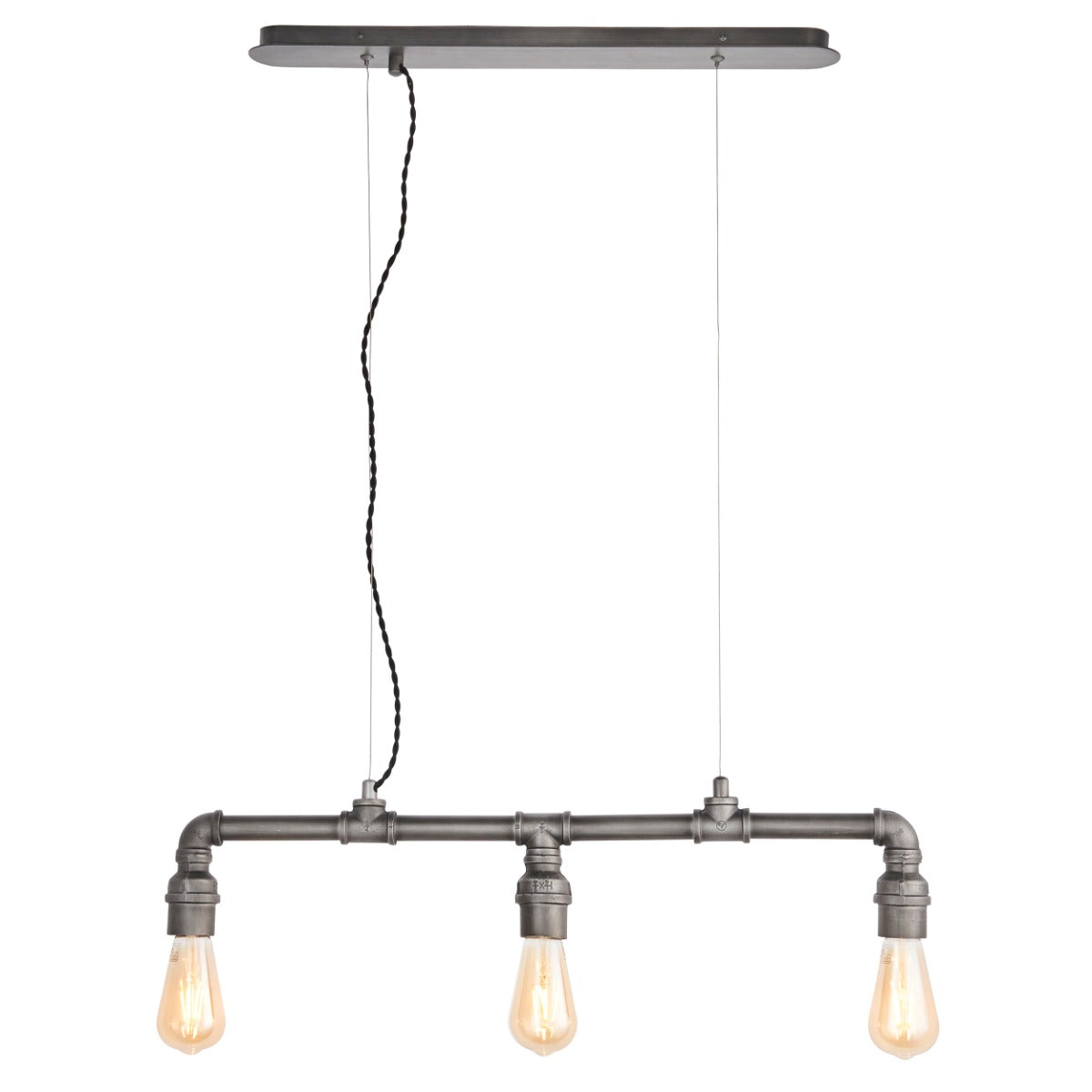 Endon Pipe 3 Light Pendant Light in Aged Pewter Paint