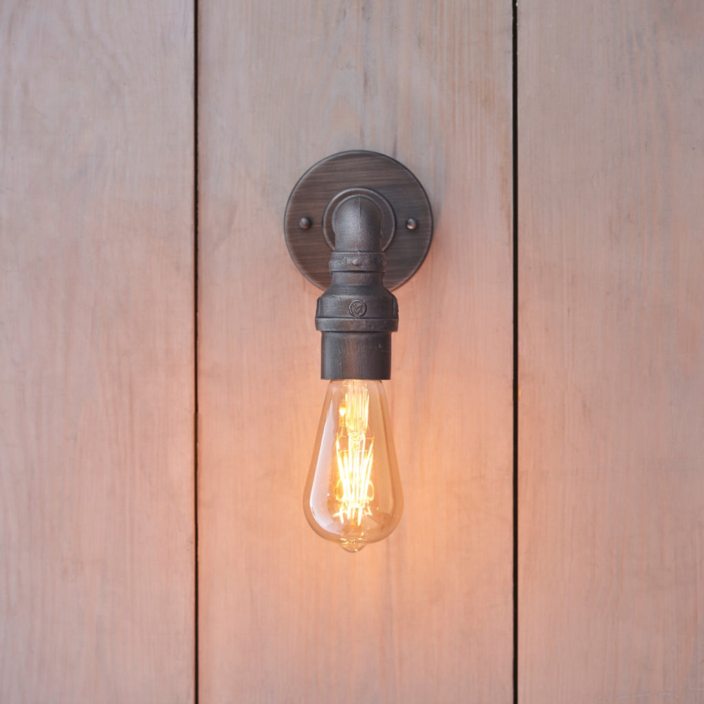 Endon Pipe 1 Light Wall Light in Aged Pewter Paint