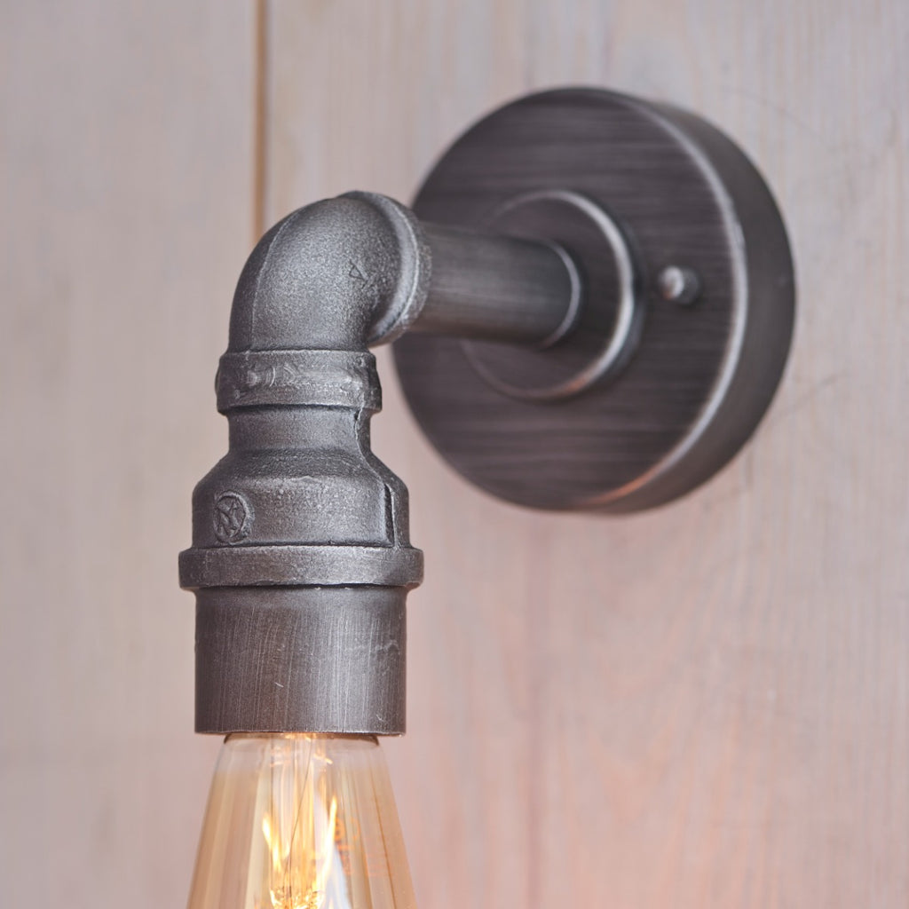 Endon Pipe 1 Light Wall Light in Aged Pewter Paint