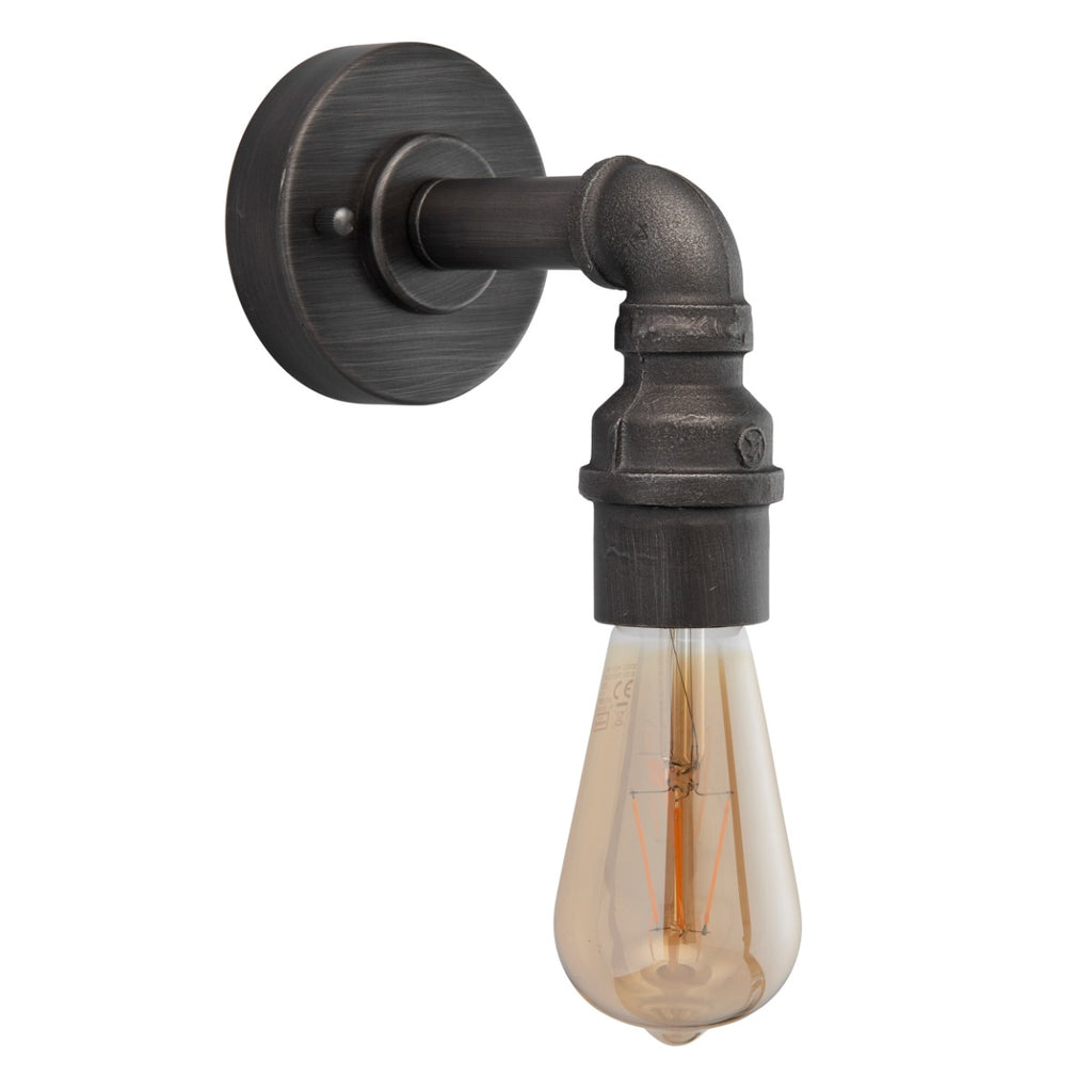 Endon Pipe 1 Light Wall Light in Aged Pewter Paint