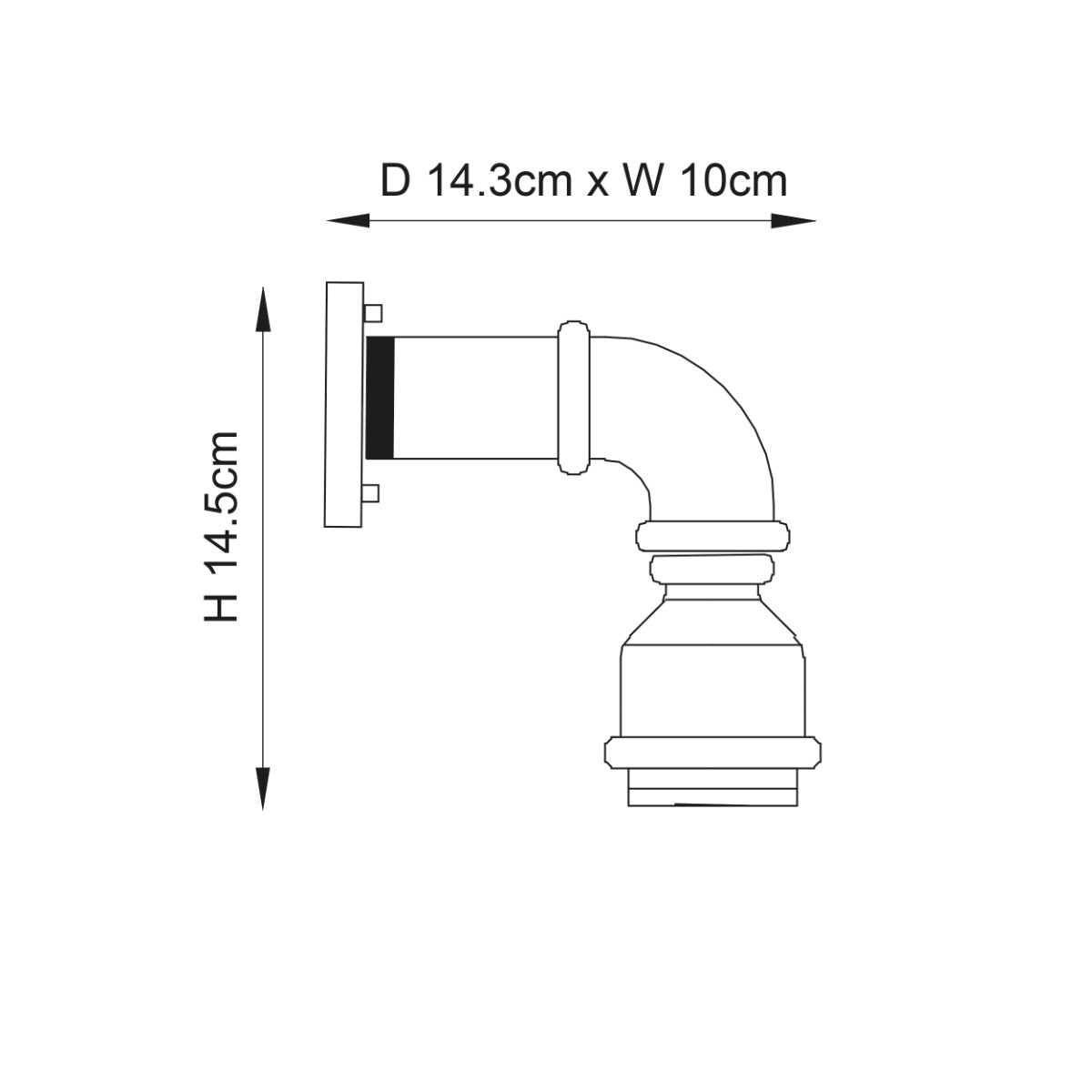 Endon Pipe 1 Light Wall Light in Aged Pewter Paint