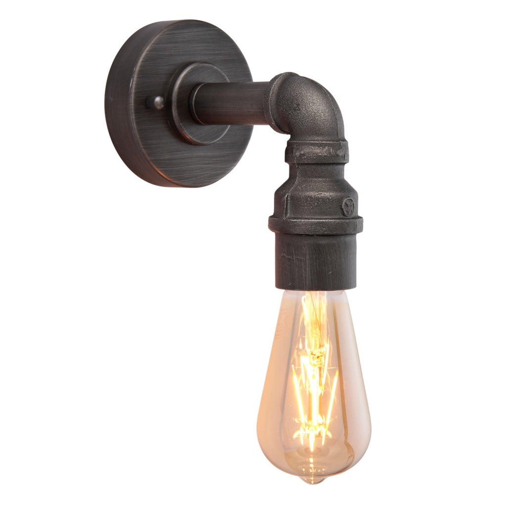 Endon Pipe 1 Light Wall Light in Aged Pewter Paint