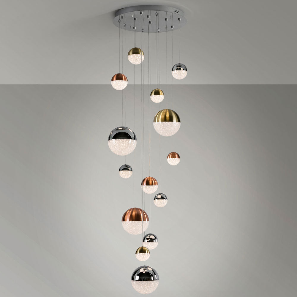 Schuller Sphere 14 Light Pendant Light with Multicoloured Shades & Remote Control 5 metre