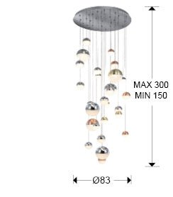 Schuller Sphere 27 Light Cluster Colour Changing Pendant Light in Multicoloured with Bluetooth Control