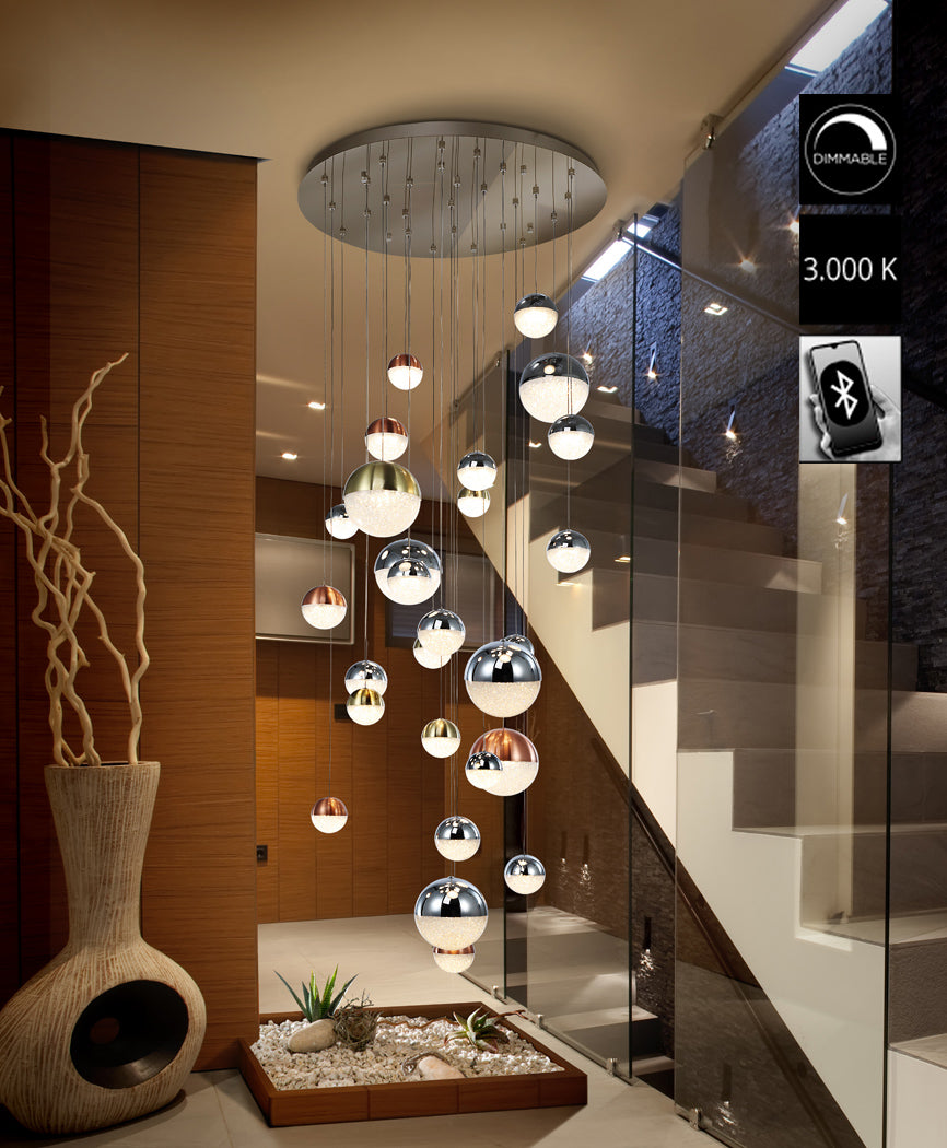 Schuller Sphere 27 Light Cluster Pendant Light in Multicoloured with Bluetooth Control