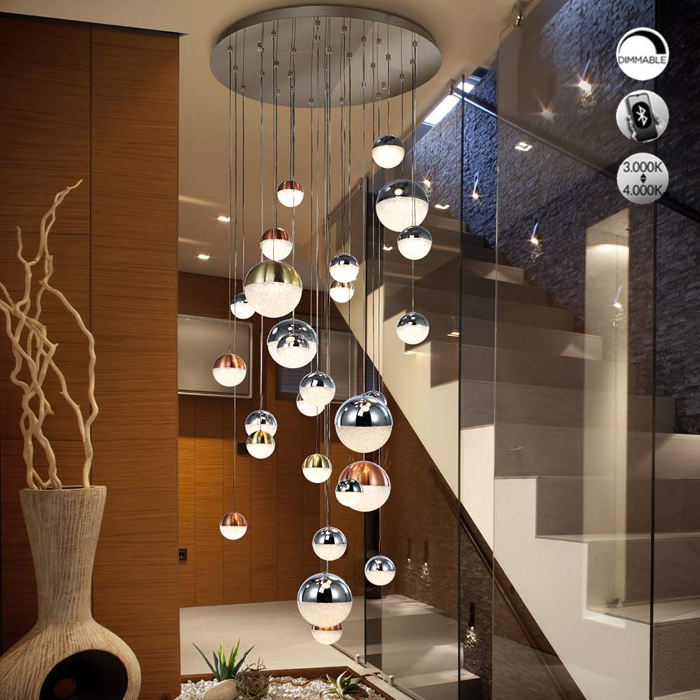 Schuller Sphere 27 Light Cluster Colour Changing Pendant Light in Multicoloured with Bluetooth Control