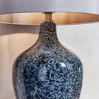 Endon Ilsa Table Lamp in Matt Nickel with Grey Black Painted Glass and Mink Fabric Shade