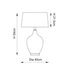 Endon Ilsa Table Lamp in Matt Nickel with Grey Black Painted Glass and Mink Fabric Shade