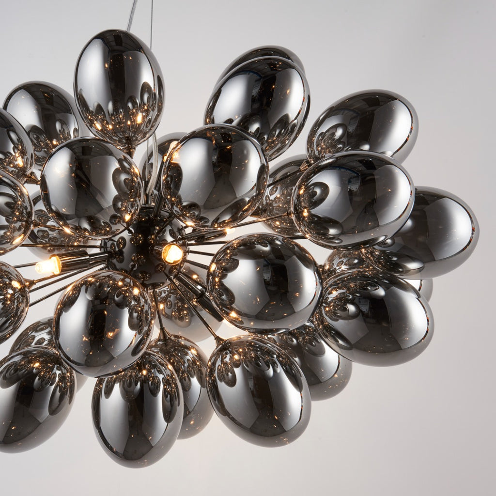 Endon Infinity 8 Light Pendant Light in Black Chrome with Dark Chromed Glass