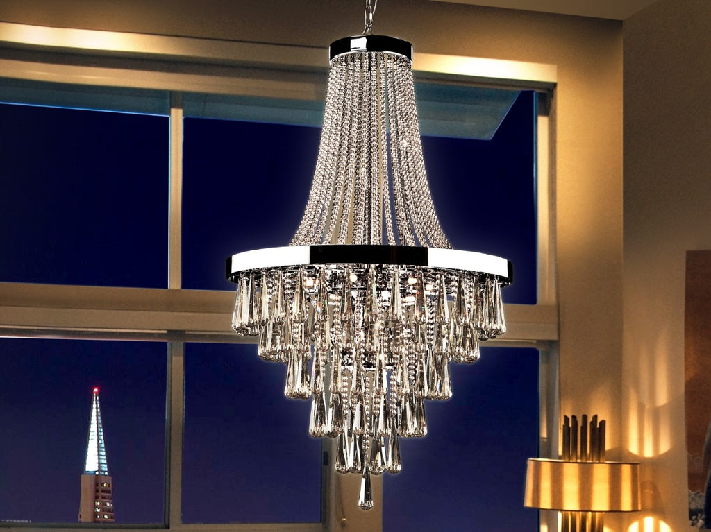 Schuller Palace 22 Light Crystal Chandelier in Chrome with Smoked Crystal