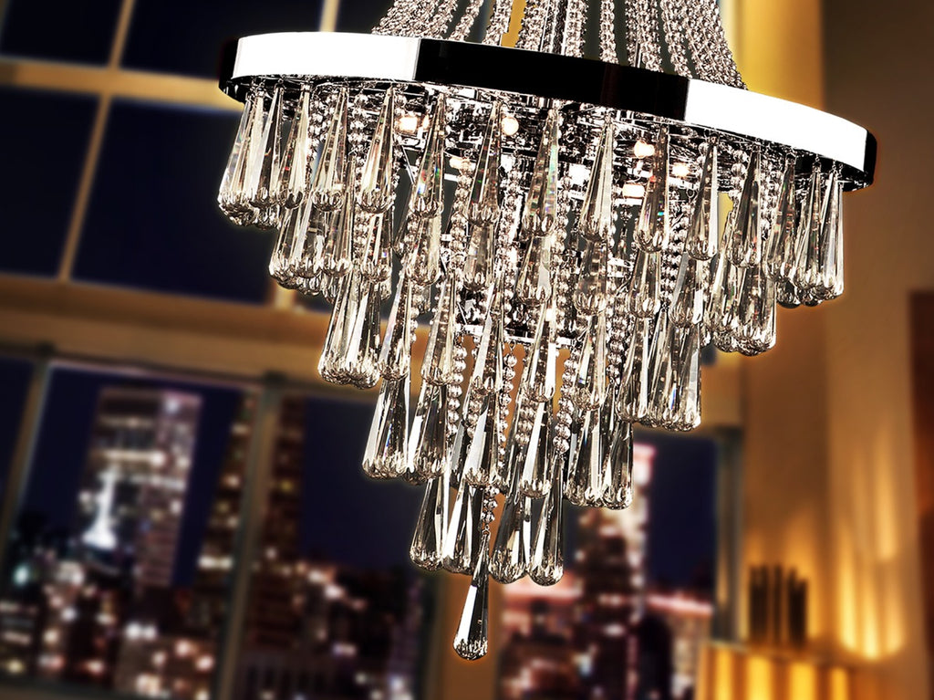 Schuller Palace 22 Light Crystal Chandelier in Chrome with Smoked Crystal