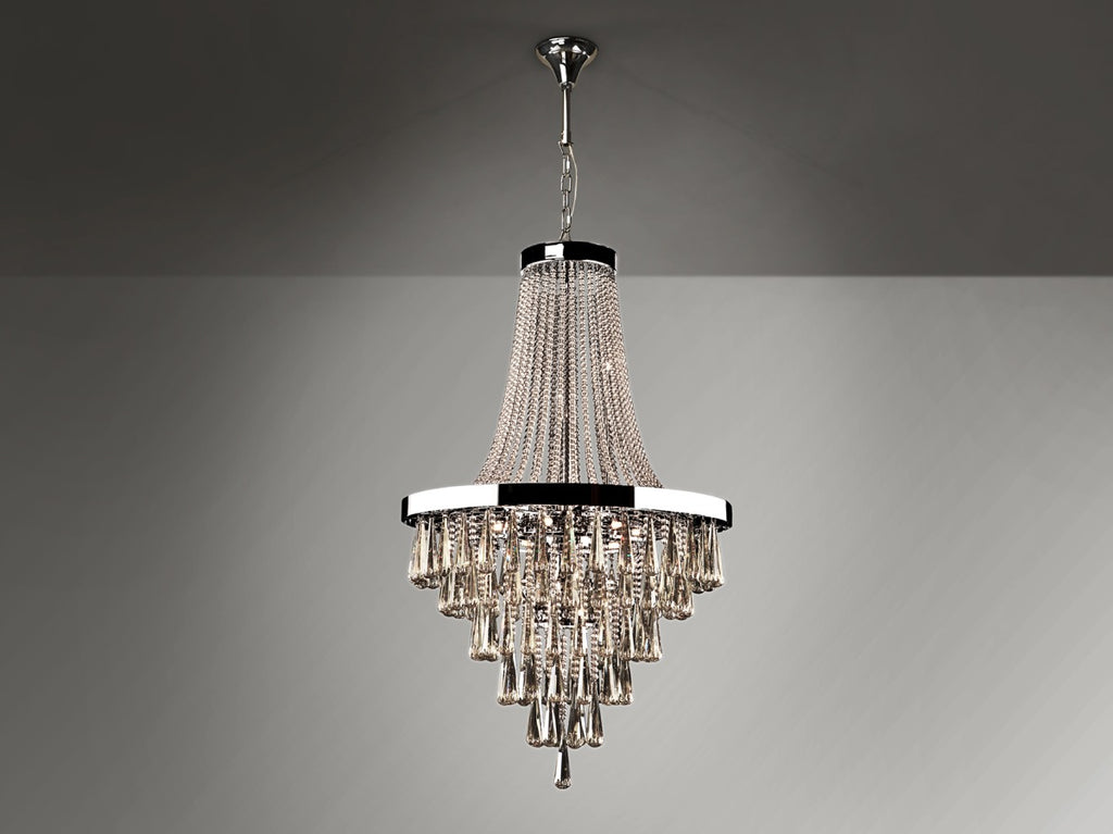 Schuller Palace 22 Light Crystal Chandelier in Chrome with Smoked Crystal