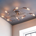 Endon Hal 8 Light Semi Flush Ceiling Light in Aged Copper and Aged Pewter
