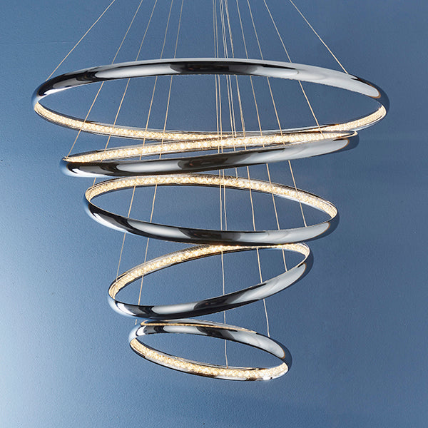 Endon Ozias 5 Light Multi-Hoop Pendant Light in Polished Chrome