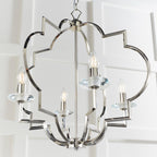 Endon Garland 4 Light Pendant Light in Polished Nickel with Clear Crystal