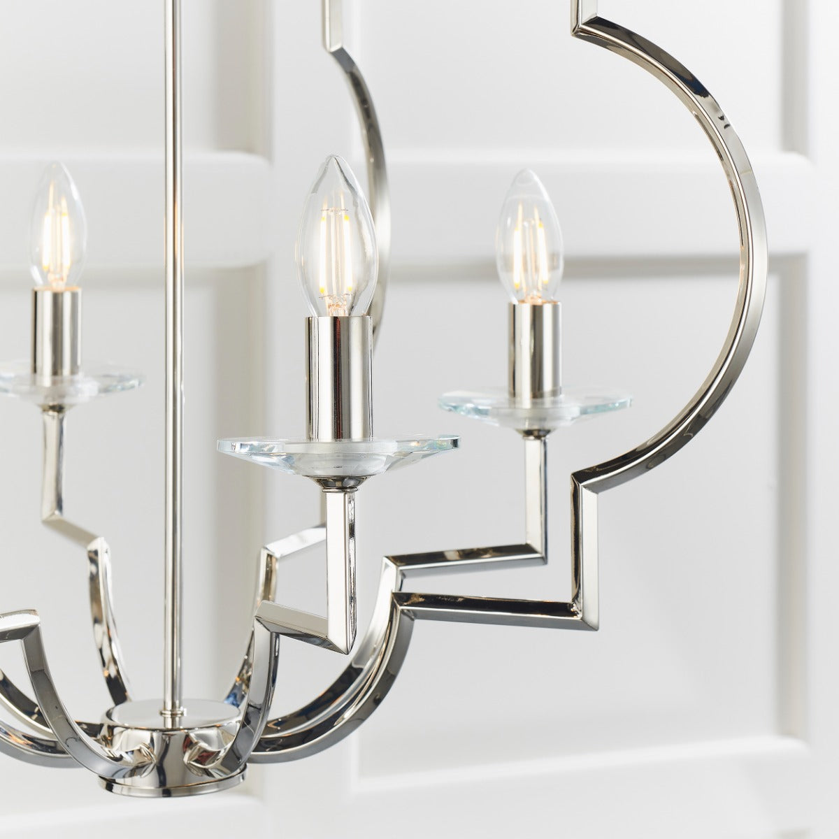 Endon Garland 4 Light Pendant Light in Polished Nickel with Clear Crystal