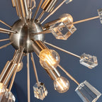 Endon Miro 9 Light Pendant Light in Satin Nickel with Clear Crystal