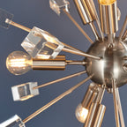 Endon Miro 9 Light Pendant Light in Satin Nickel with Clear Crystal